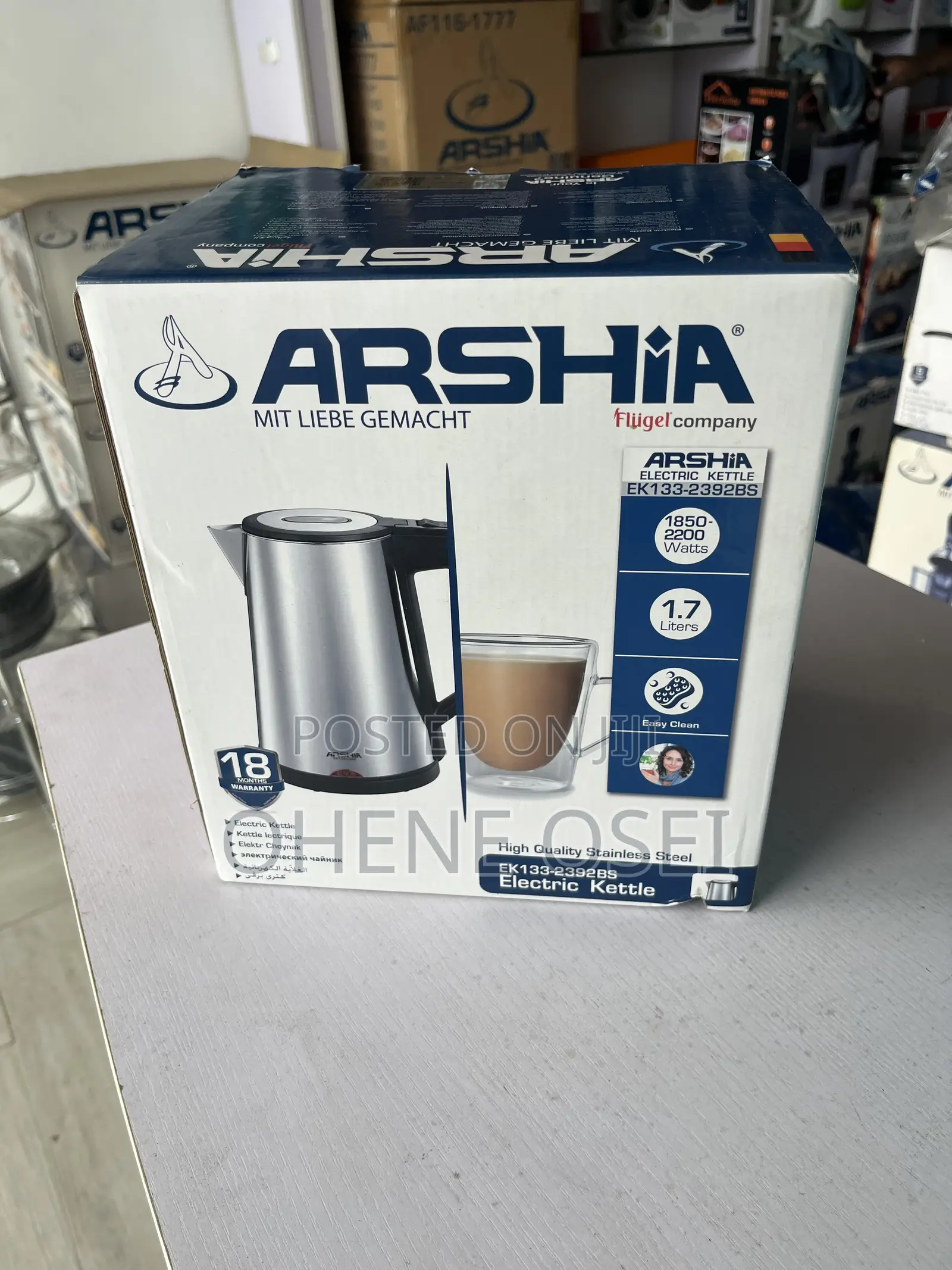 Arshia Stainless Steel Electric Kettle 1.7l