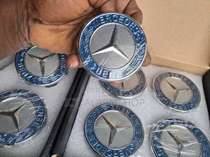 Mercedes-Benz Silver Blue Wheel Centre Caps Set of 4pcs Floating