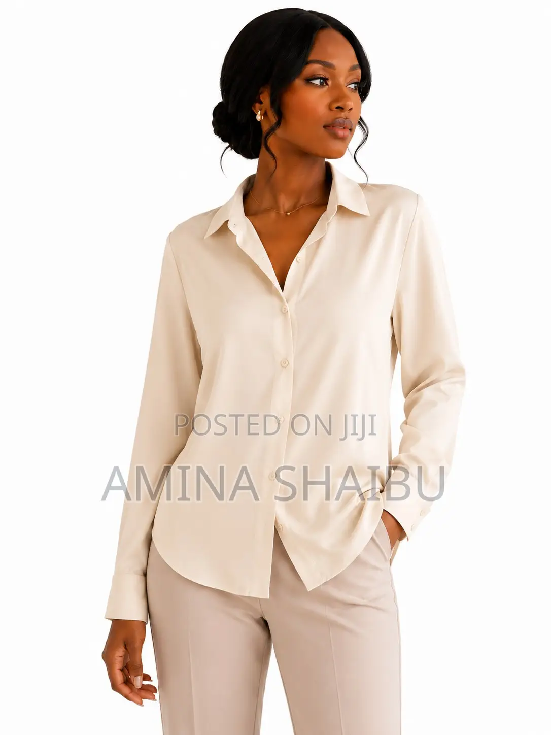 She by as - Women’S Classic Beige Buttoned Shirts