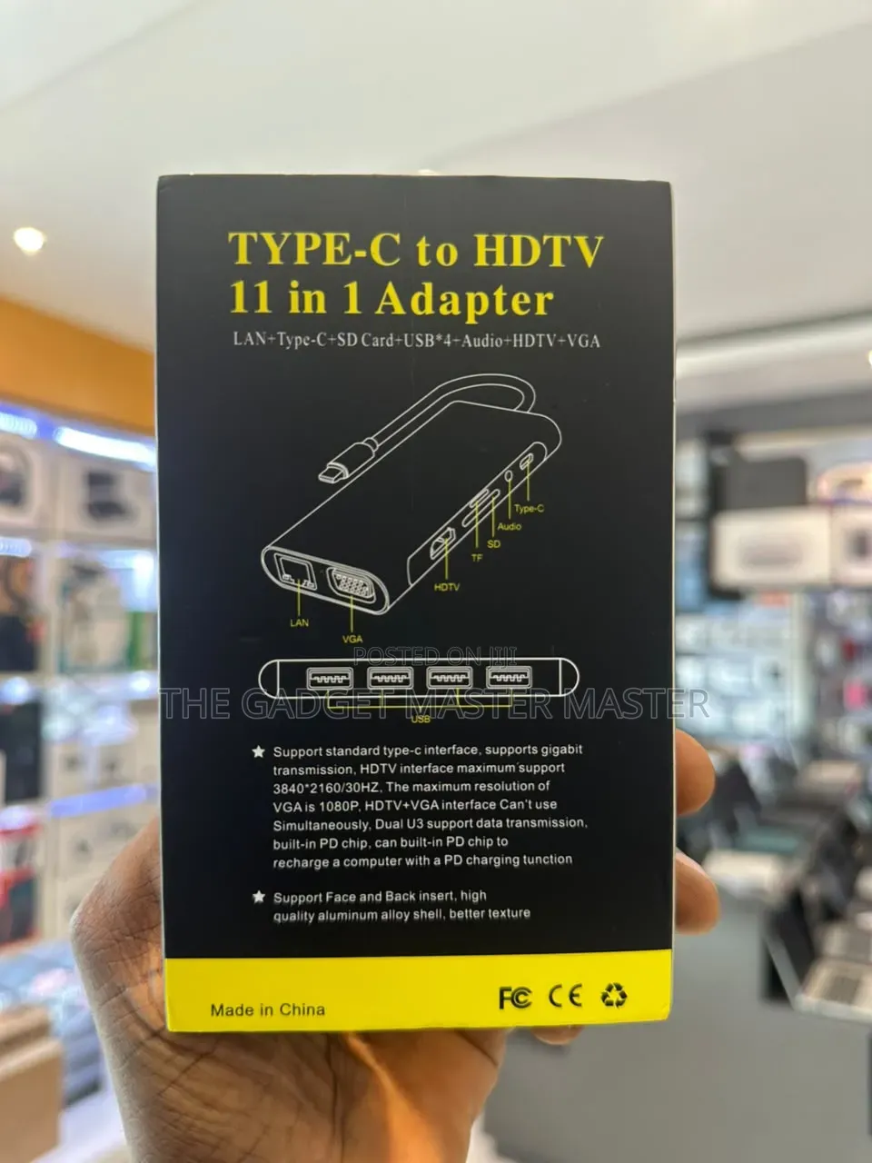 Type C to HDTV Multifunction 11 Port Dongle Adapter
