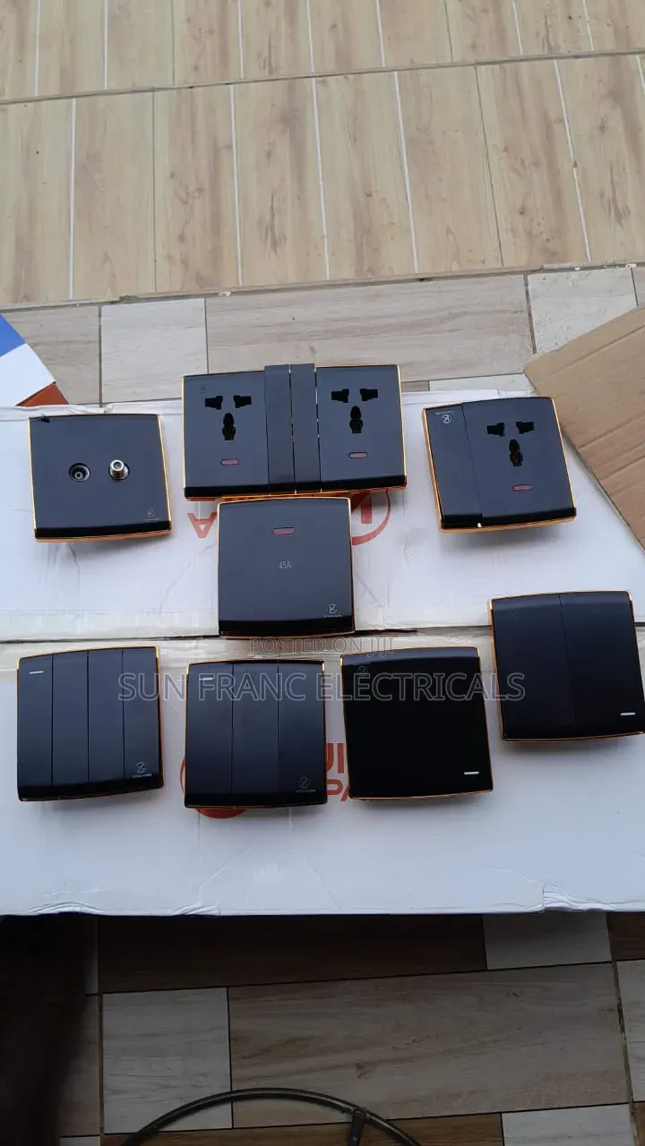 Black Gold Lines Design Double Multi Socket