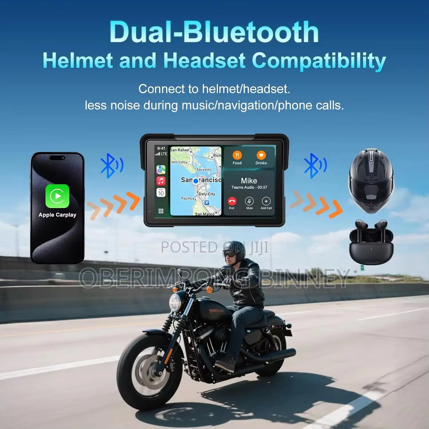 7 Inches Motorcycle Carplay and Navigation Display With Dual Cameras