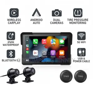 7 Inches Motorcycle Carplay and Navigation Display With Dual Cameras