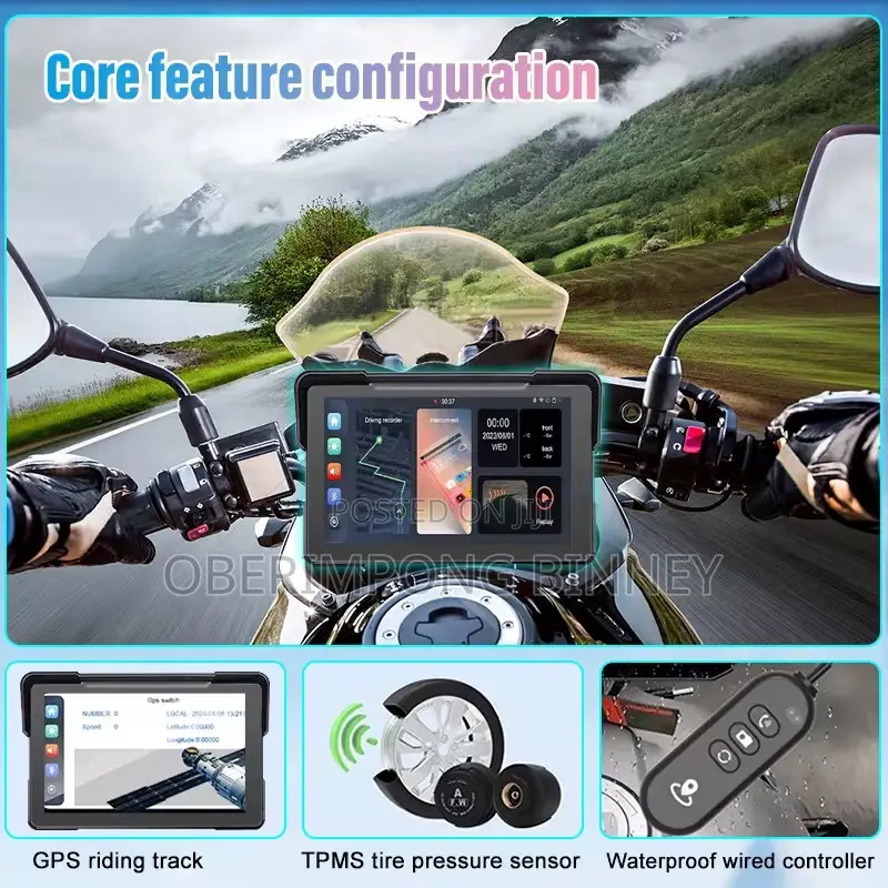 Motorcycle Carplay 7 Inches With Dual Cameras and Navigation
