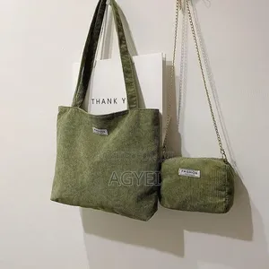 2-Piece Women’S Corduroy Tote Bag Set