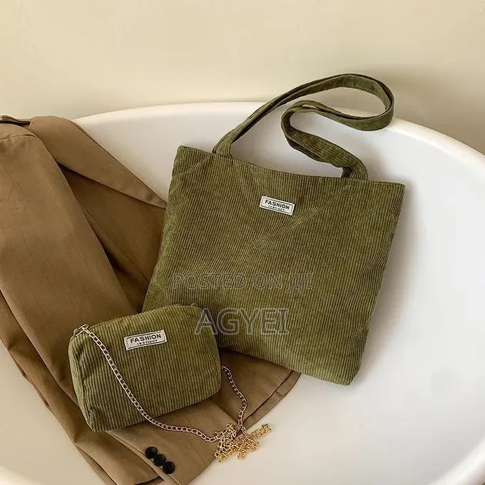 2-Piece Women’S Corduroy Tote Bag Set