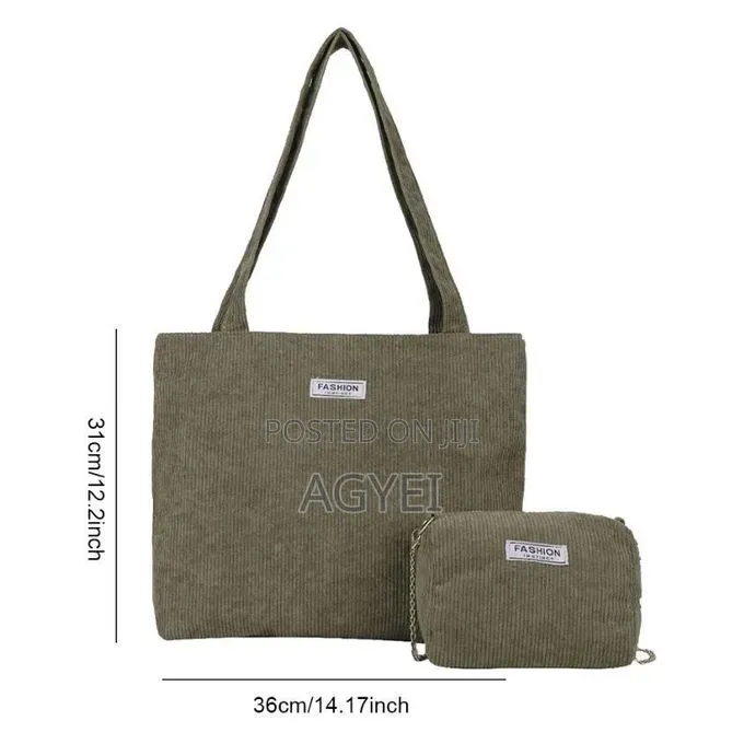 2-Piece Women’S Corduroy Tote Bag Set