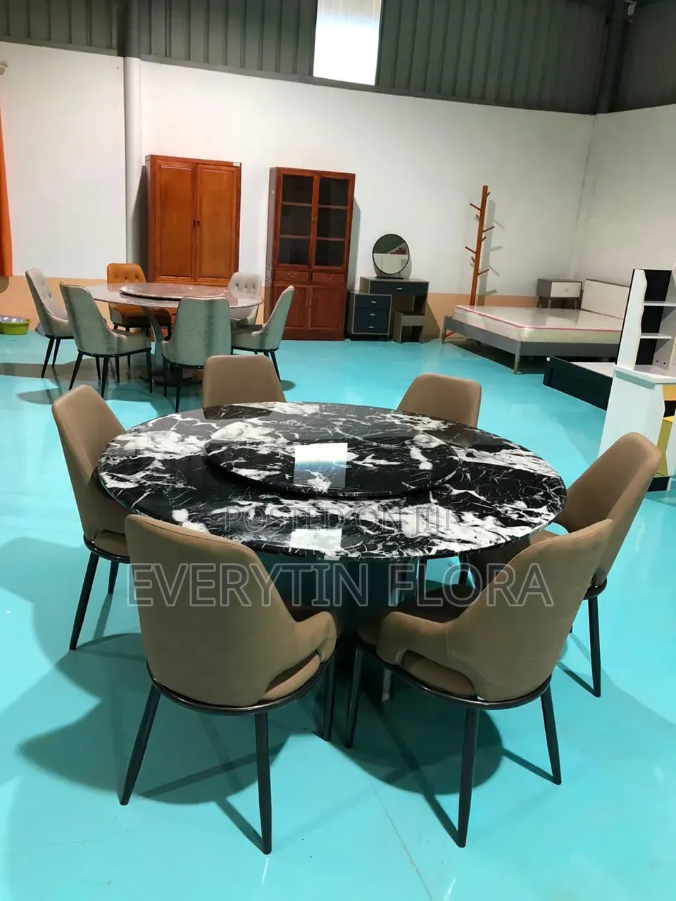 Modern Marble Dining Set With Lazy Susan*