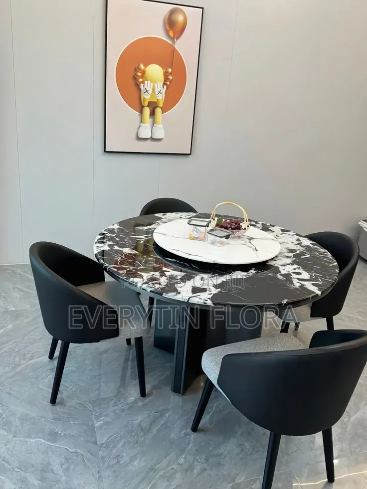 Modern Marble Dining Set With Lazy Susan*
