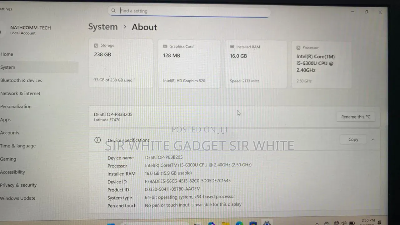 Laptop Dell Latitude E7470 16GB Intel Core i5 SSD 256GB