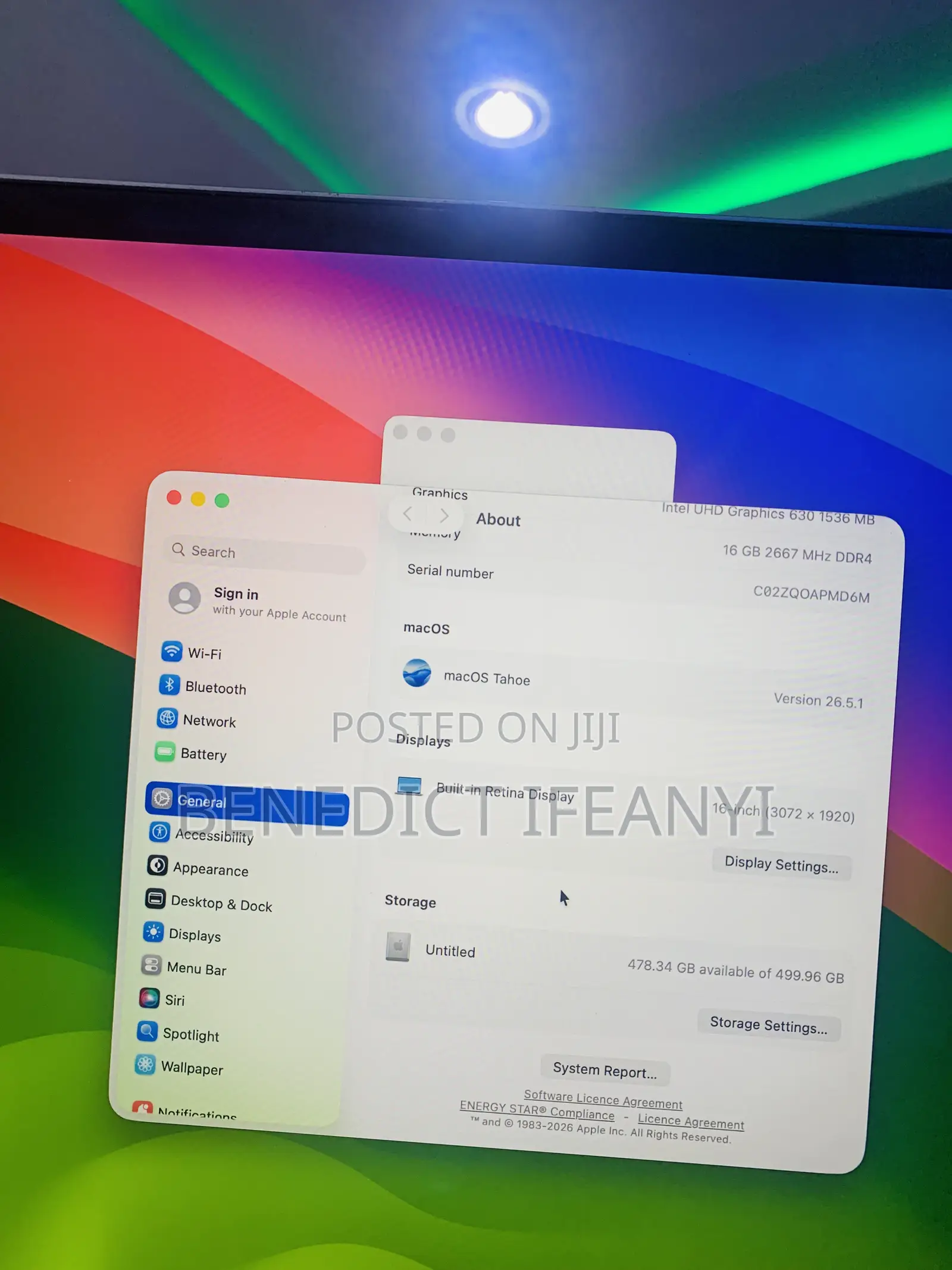Laptop Apple MacBook Pro 2019 16GB Intel Core i7 SSD 512GB
