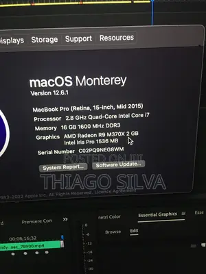 Laptop Apple MacBook Pro 2015 16GB Intel Core i7 SSD 512GB