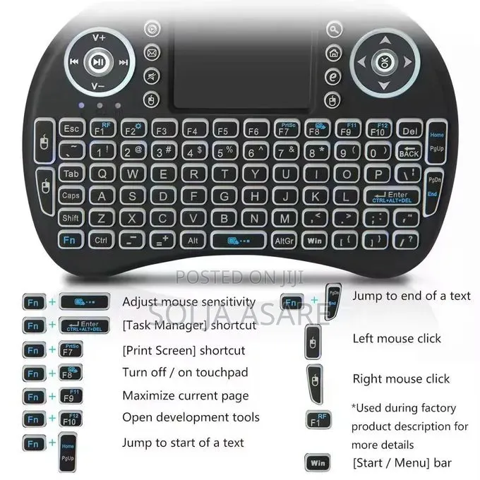 Mini Wireless Keyboard With RGB Backlight, 2.4ghz Wireless Mouse