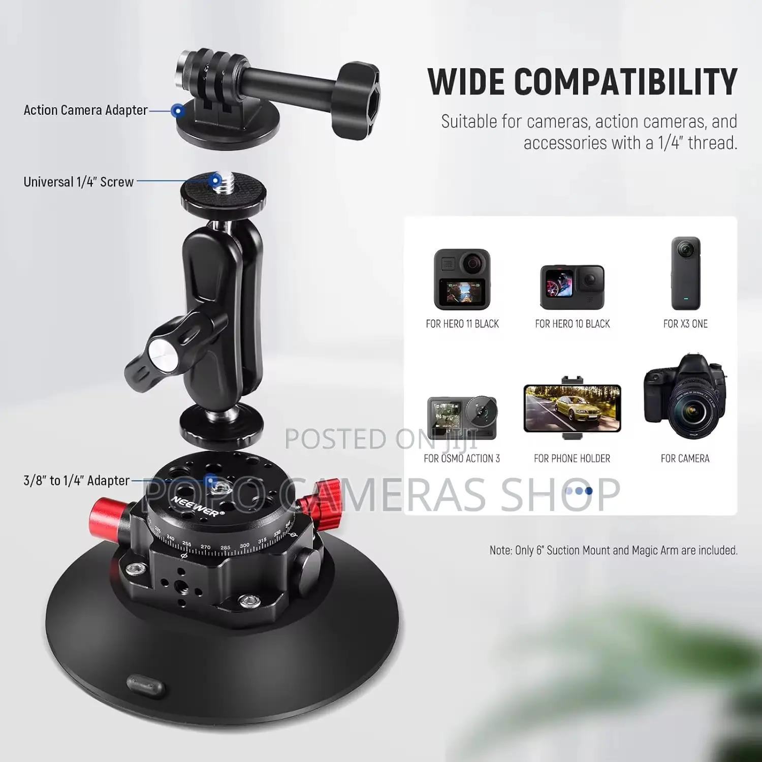 Neewer Ca013 6inches Camera or Phone Suction Cup Mount