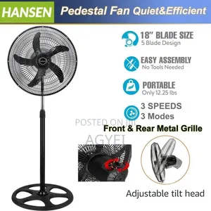 Hansen 18 Inch 3-Speed Low Noise Standing Fan