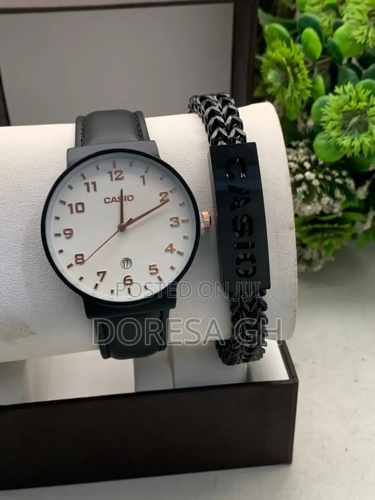 Casio Leather Watch With Stainless Steel Bracelet – Gift Set for Men