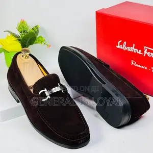 Salvatore Ferragamo Suede Coffee Men’S Loafers