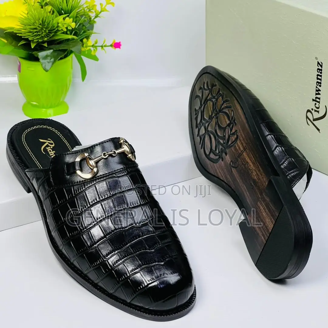 Richwanz Men’S Leather Black Halfshoes