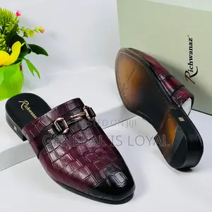 Richwanz Wine Leather Men’S Halfshoes With Solid Sole
