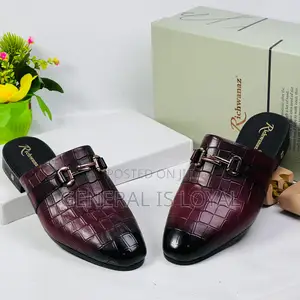 Richwanz Wine Leather Men’S Halfshoes With Solid Sole