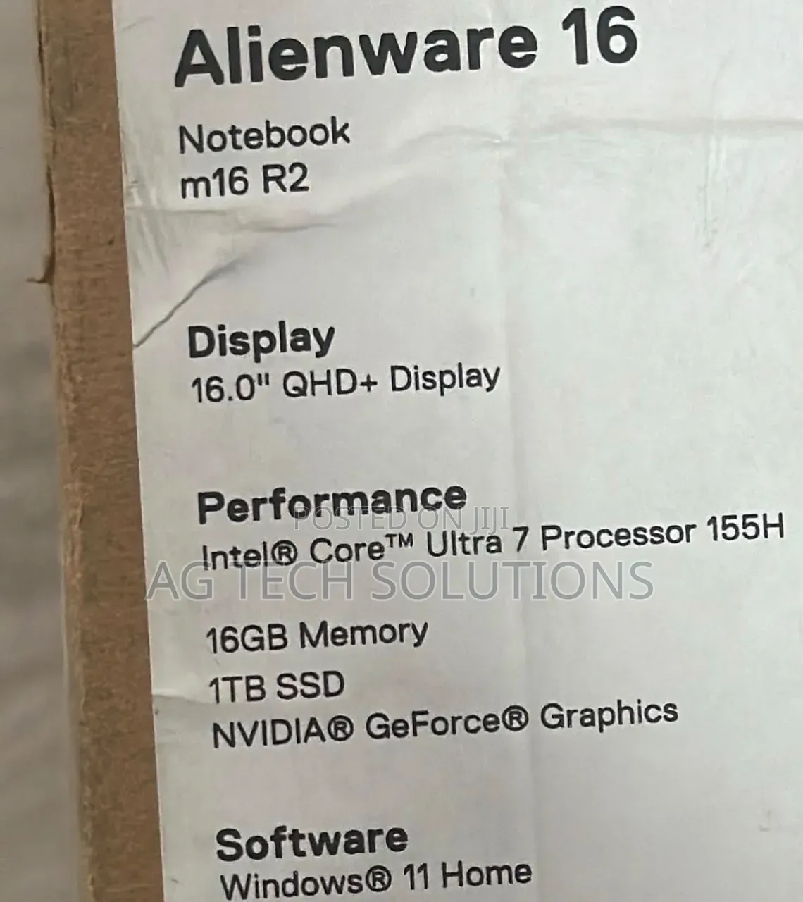 New Laptop Alienware M16 R2 16GB Intel Core Ultra 7 SSD 1T
