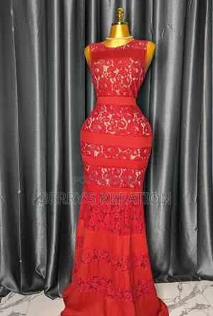 Red Long Lace Dress