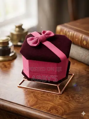 Octagonal Velvet Pink Ring Case
