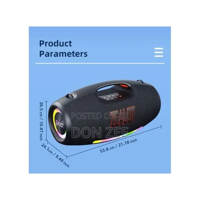 Zealot S89 Bluetooth Speaker 250 W With Solid Bass RGB Lights 48000 Ma
