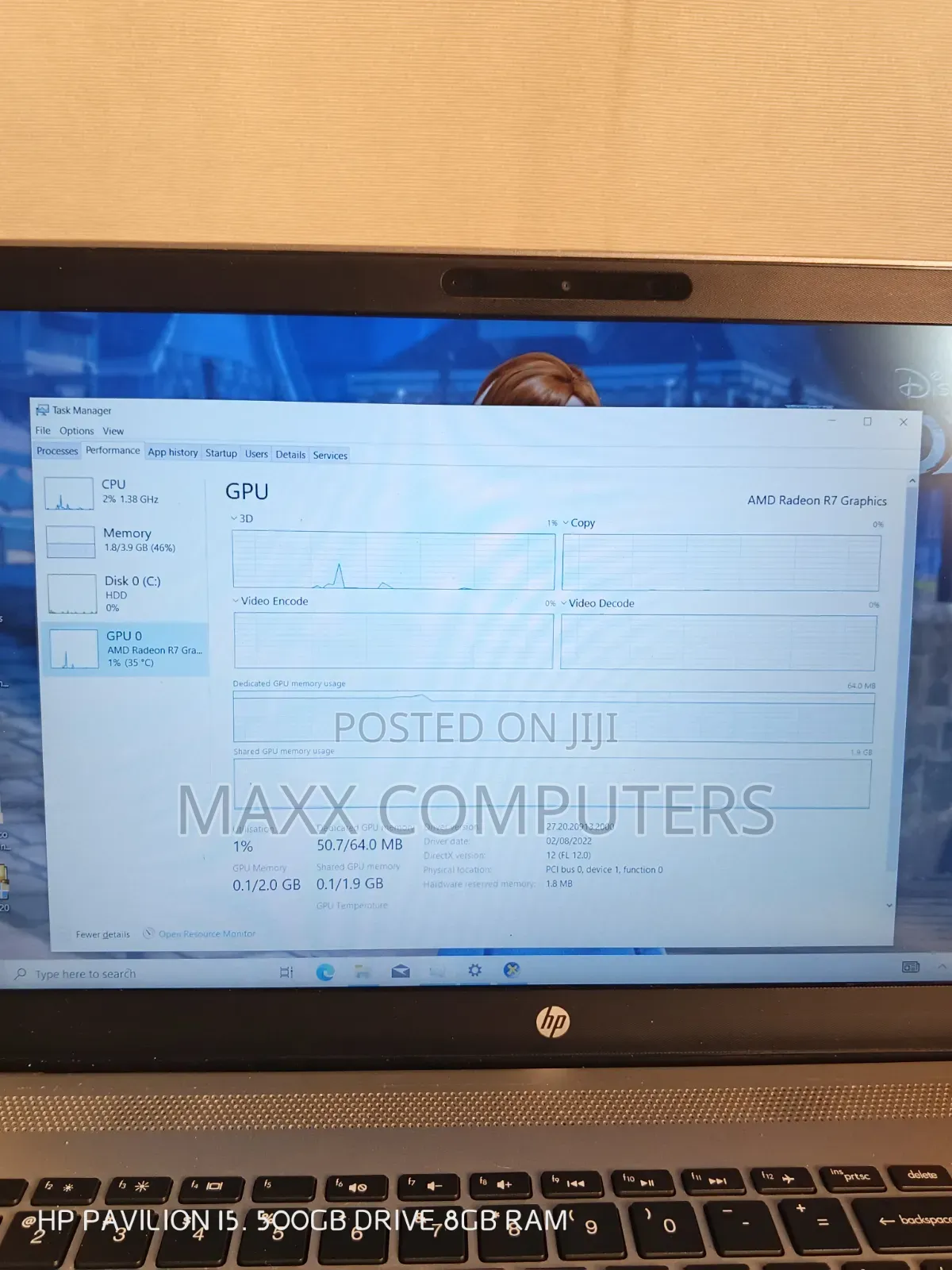 Laptop HP Pavilion 15 8GB AMD Ryzen HDD+SSD 500GB