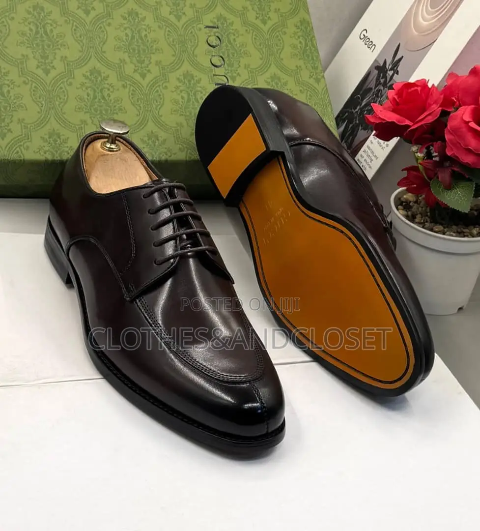 Dark Brown, Split-Toe Leather Derby Dress Shoes