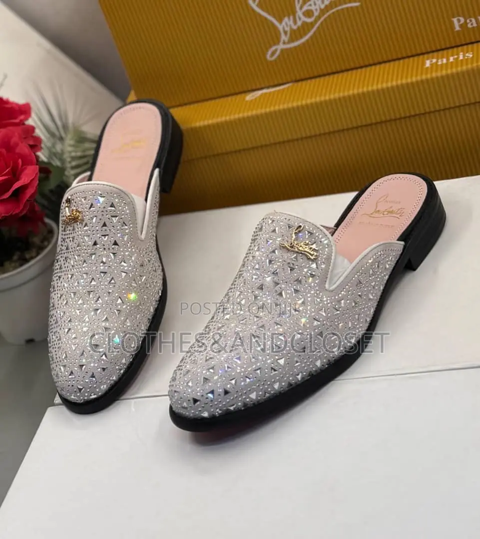 White Christian Louboutin Loafers Feature a Glittering Rhinestone