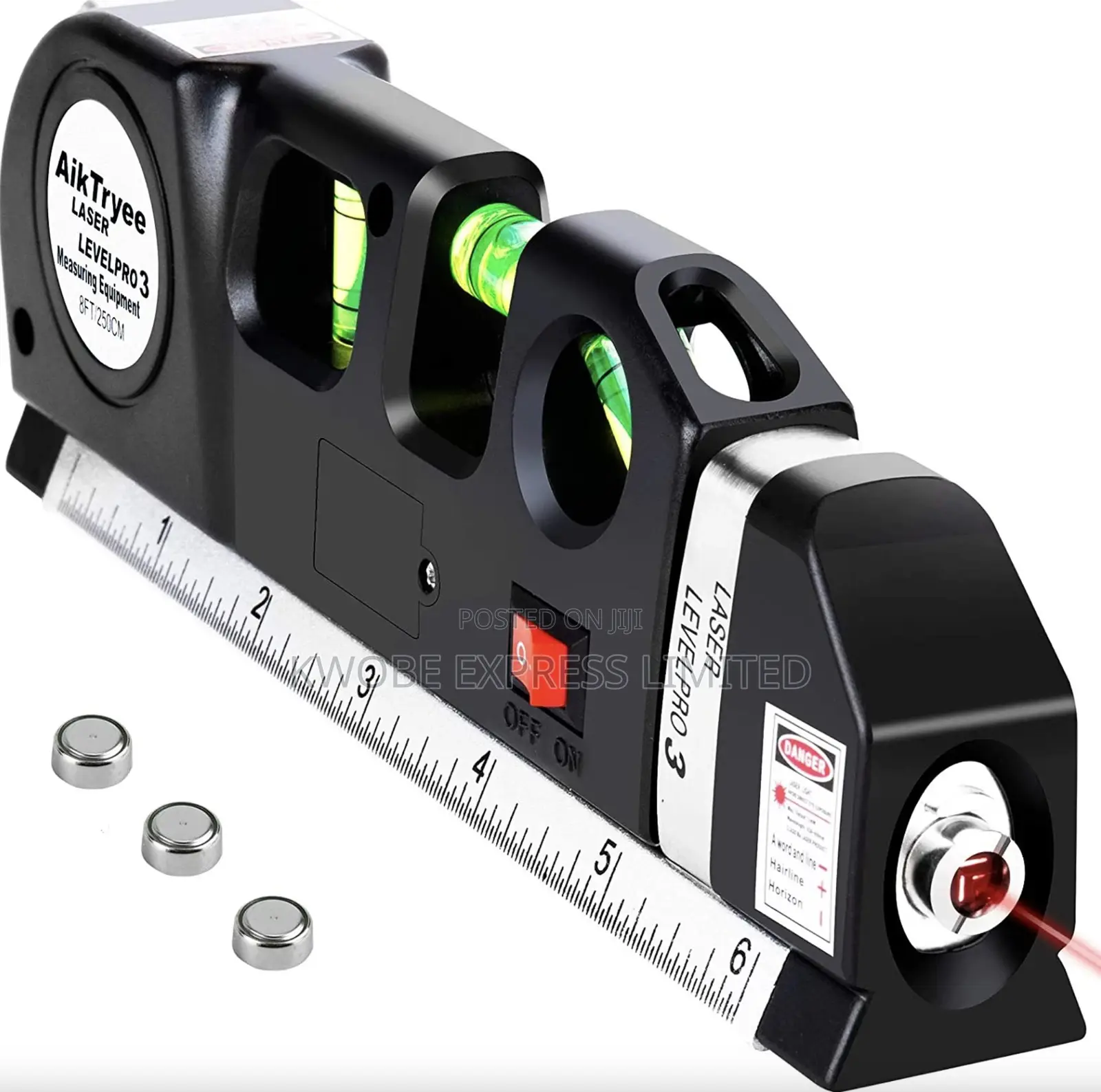 Laser Level Cross Line Tool With 8ft Tape Measure