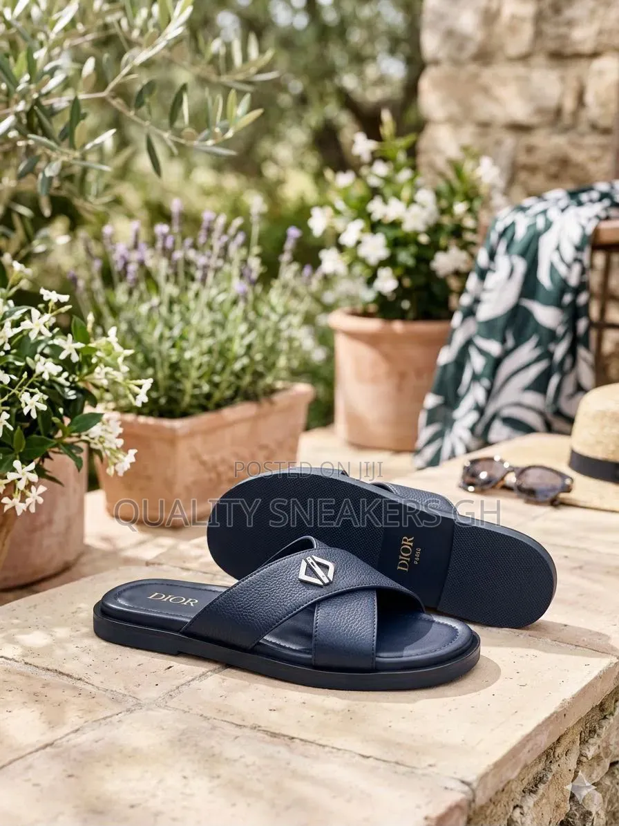 Dior Black Leather Slippers