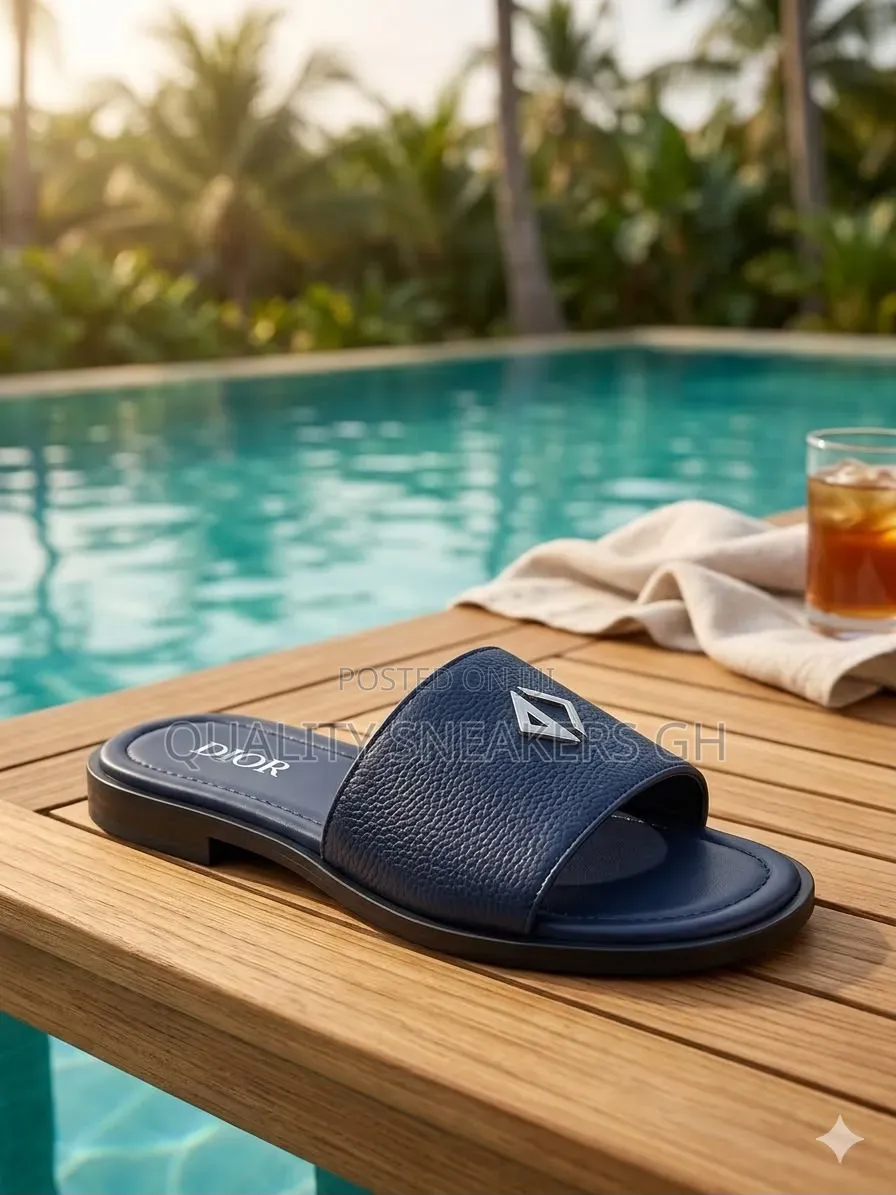 Dior Black Leather Slippers