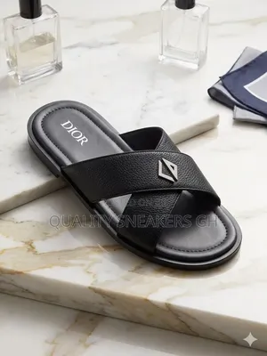 Dior Black Leather Slippers