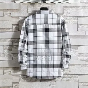 Men’S 2-Piece Long Sleeve Plaid Shirts – White Green