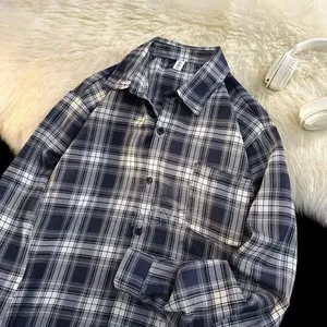 Men’S Blue Checkered Long Sleeve Shirt – Casual Stylish