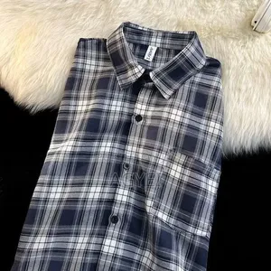 Men’S Blue Checkered Long Sleeve Shirt – Casual Stylish