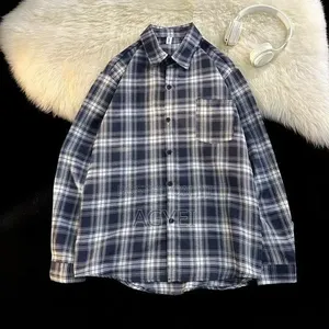 Men’S Blue Checkered Long Sleeve Shirt – Casual Stylish