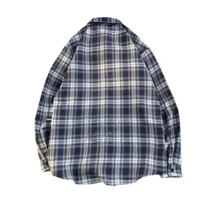 Men’S Blue Checkered Long Sleeve Shirt – Casual Stylish