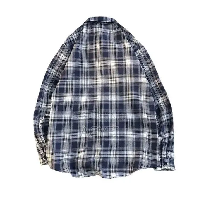 Men’S Blue Checkered Long Sleeve Shirt – Casual Stylish