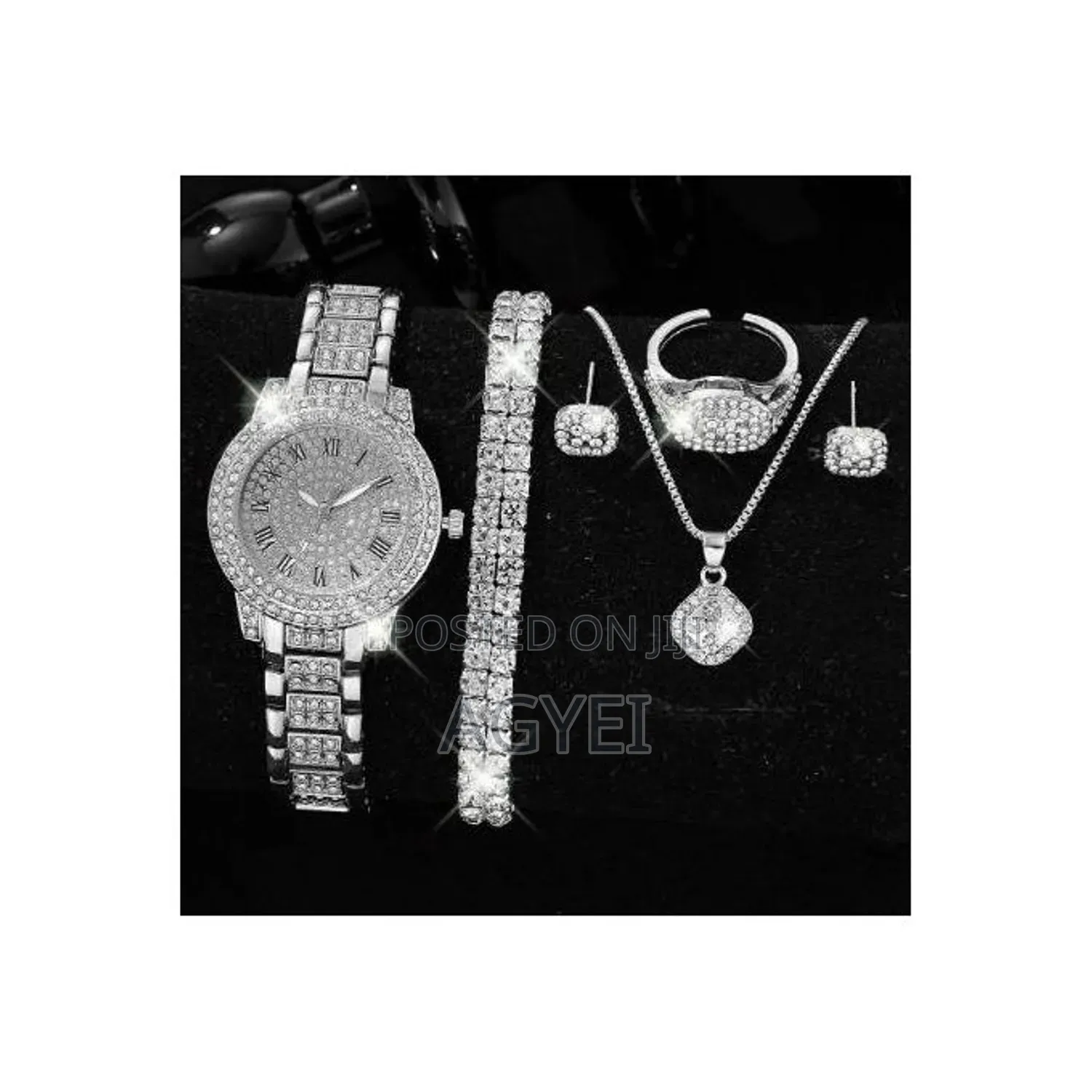 Women Watch Bracelet Set Watches Necklace Ring Jewellery