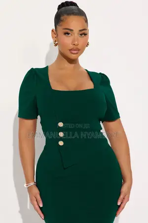Short-Sleeved Pencil Midi Dress