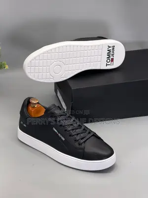 Tommy Hilfiger Black Leather Sneakers