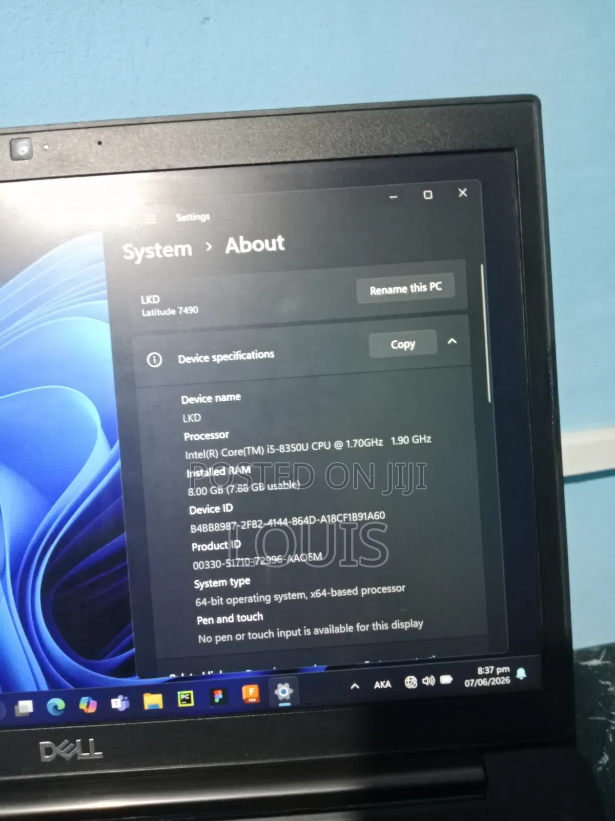 Laptop Dell Latitude 7490 8GB Intel SSD 256GB