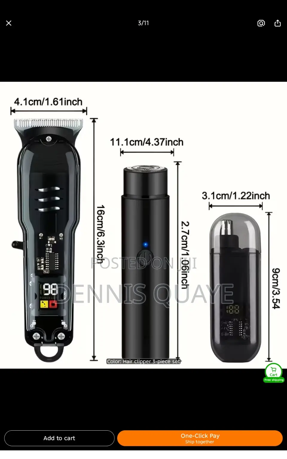 3-in-1 Men's Electric Grooming Kit - Hair Clipper, Shaver Nose Trimm