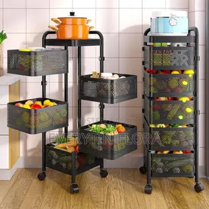 5-Tier Multi Purpose Rolling Mesh Storage Trolleys Organizer