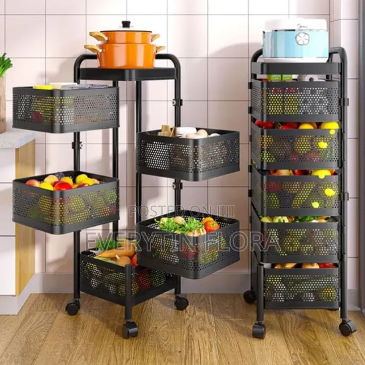 5-Tier Multi Purpose Rolling Mesh Storage Trolleys Organizer