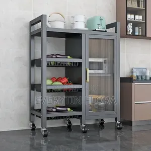 Multi Purpose Storage Cabinet With Glass Door and Wire Basket