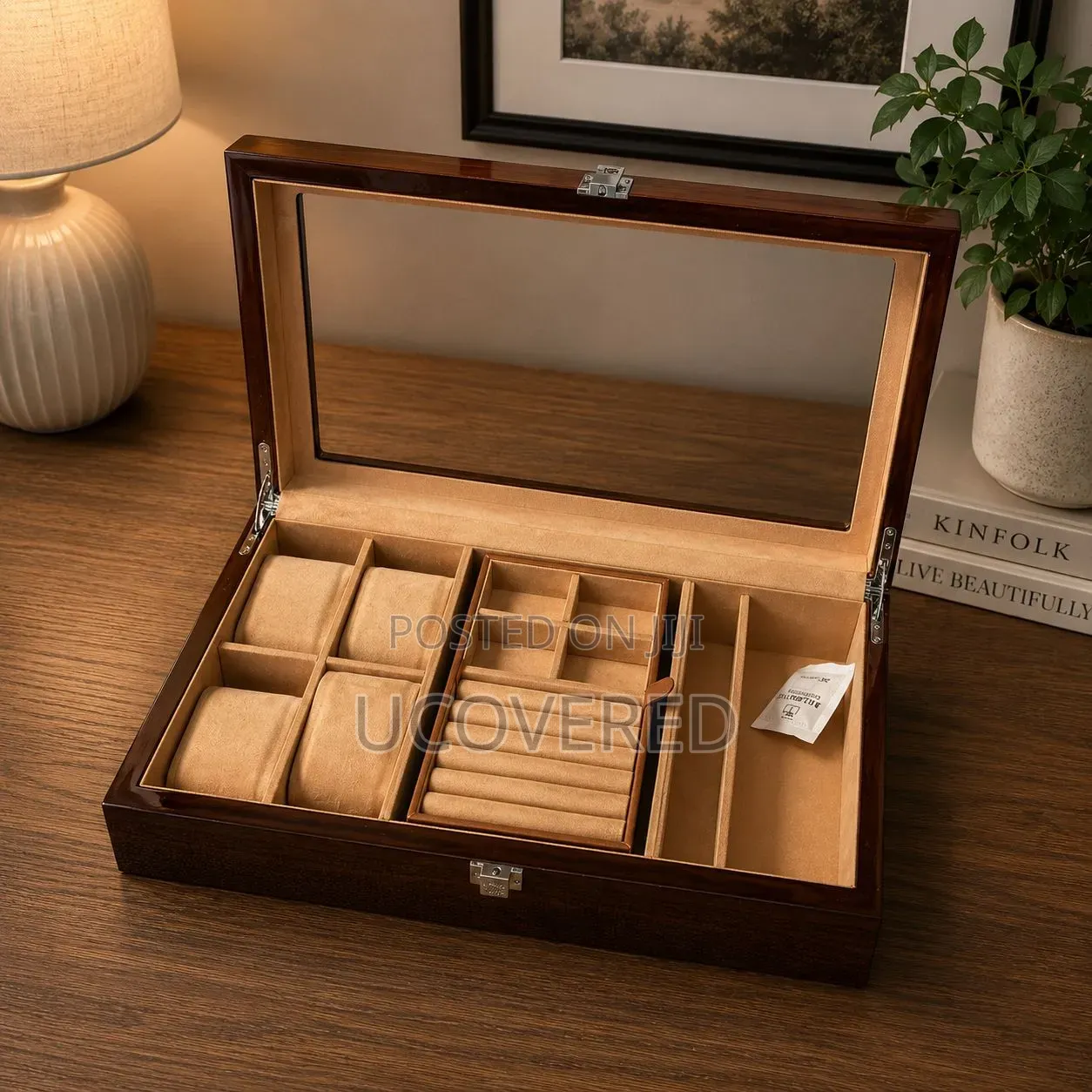Polished Wood Watch and Jewelry Organizer Case